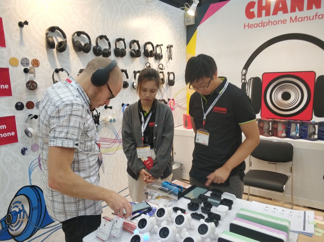 At an international trade show